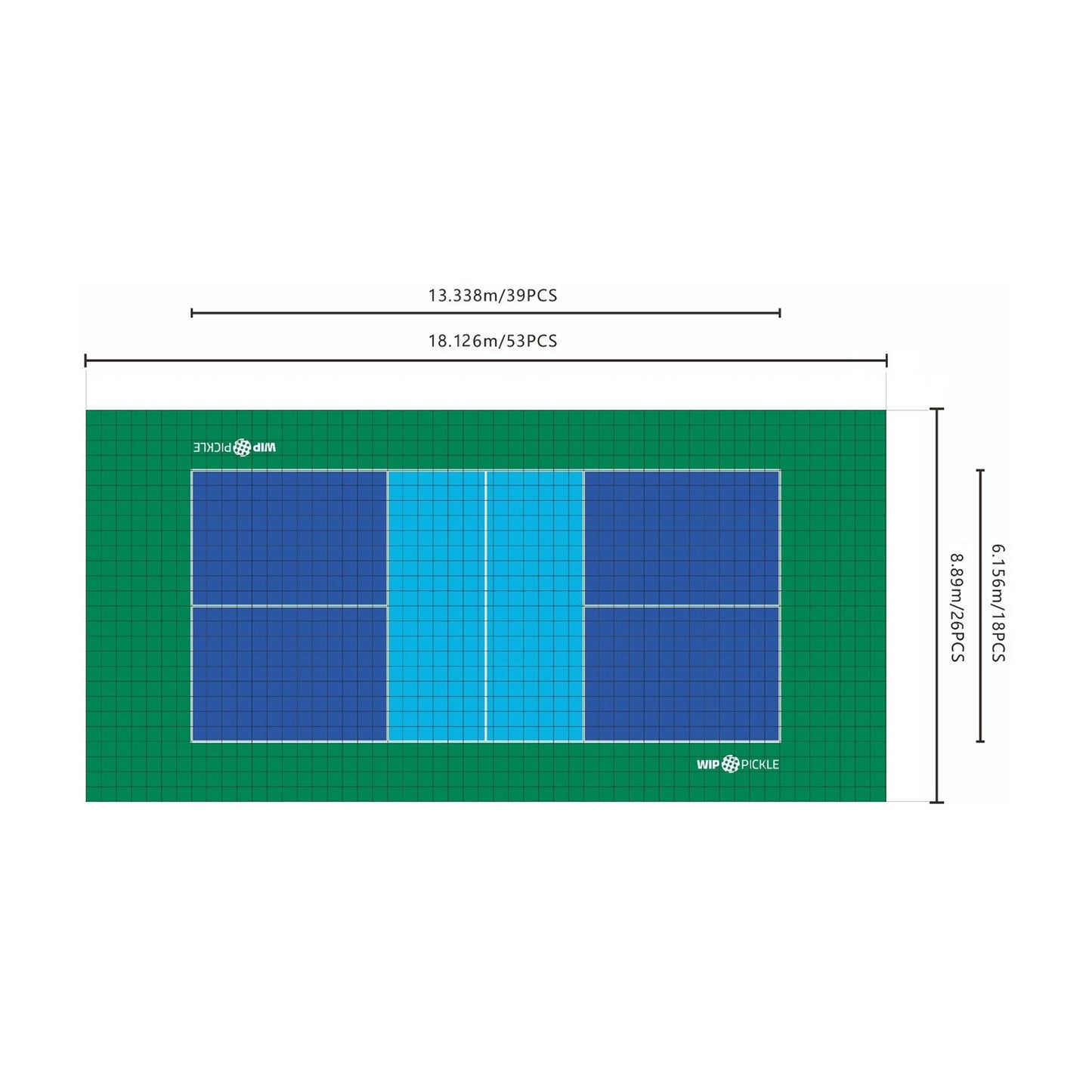 Campo da Pickleball Autoposante, 4 Racchette Wip, 8 Palline Wip