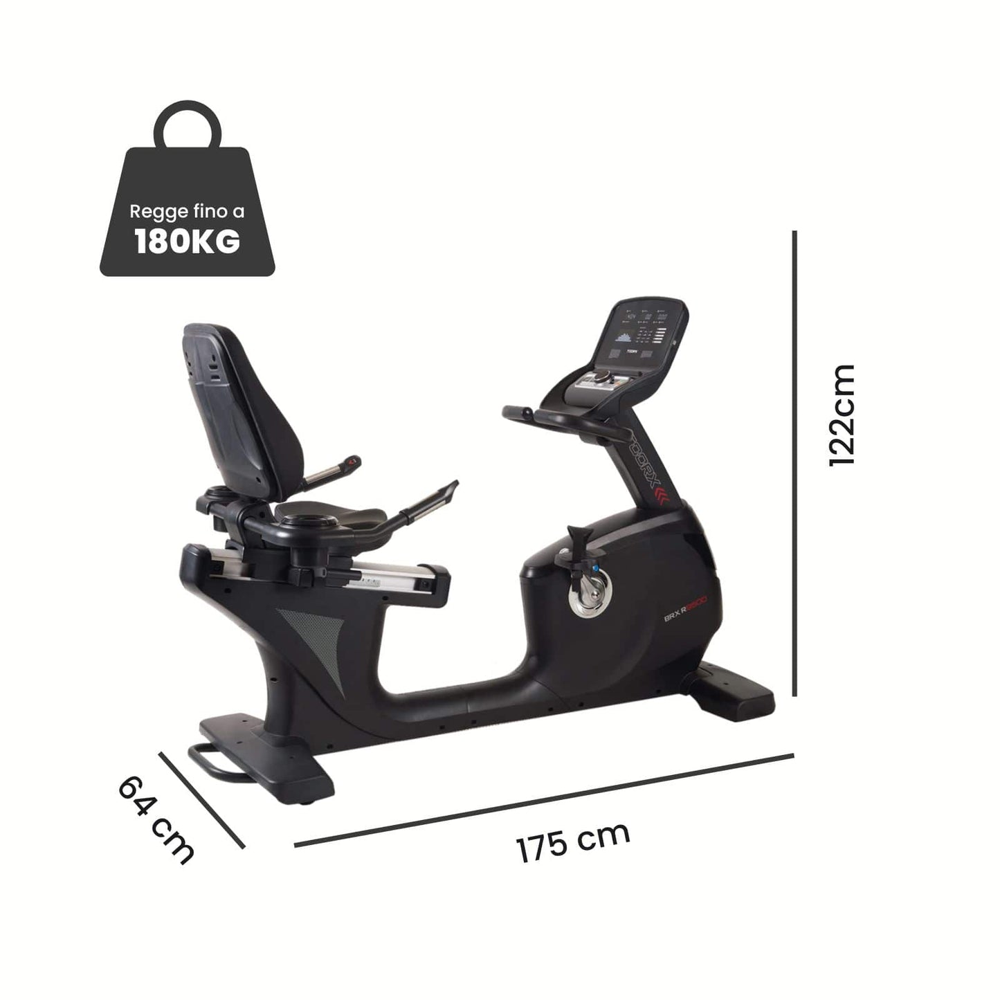 Bike Recumbent Toorx BRX R9500 con Ergometro Autoalimentato