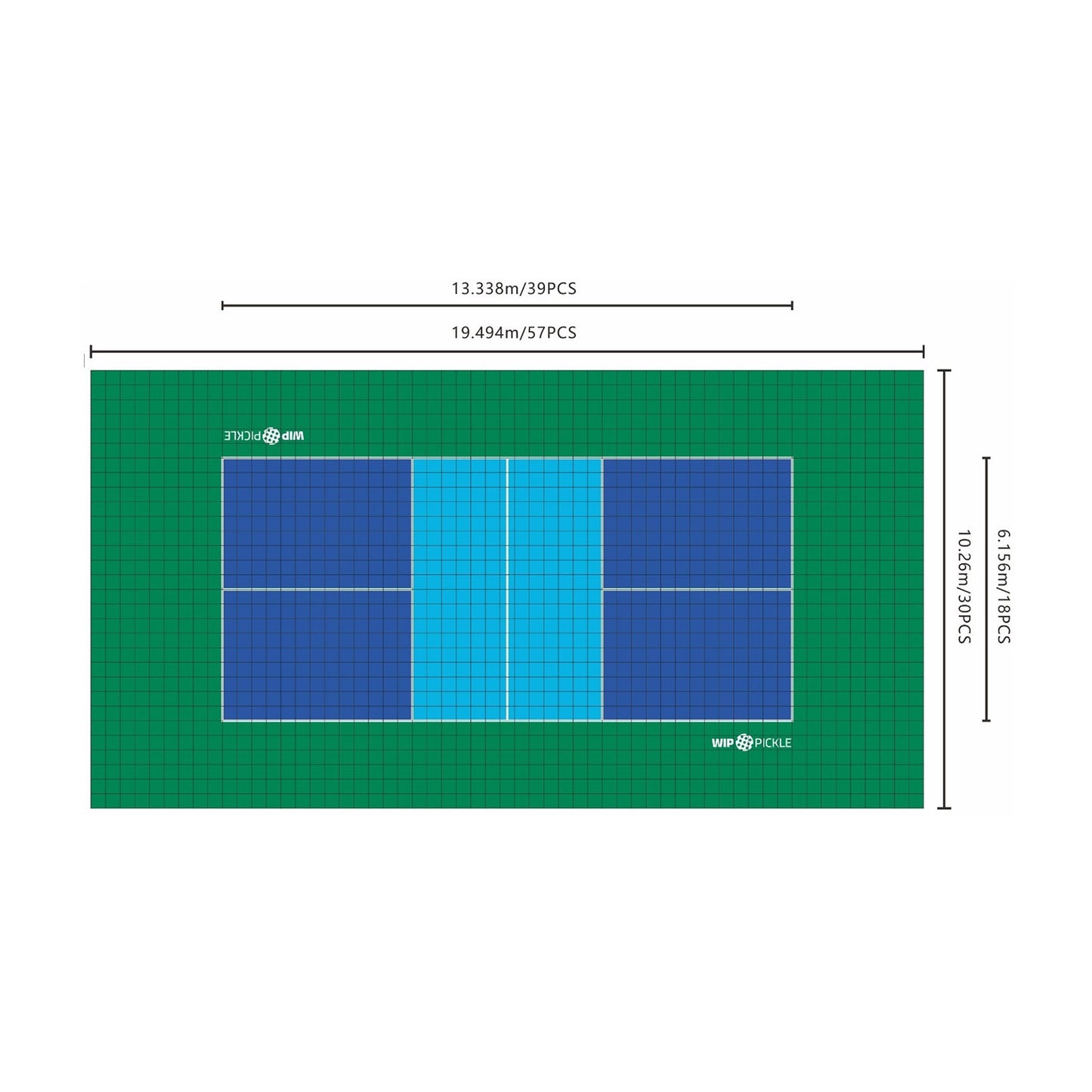 Campo da Pickleball Autoposante, 4 Racchette Wip, 8 Palline Wip