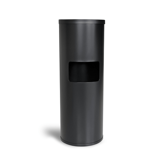 Dispenser di Carta e Cestino All-In-One, Cilindrico, in Acciaio Inox (Nero/Argento), Ambienti Sudorosi