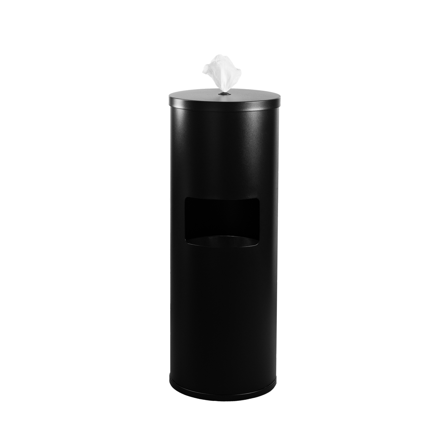 Dispenser di Carta e Cestino All-In-One, Cilindrico, in Acciaio Inox (Nero/Argento), Ambienti Sudorosi