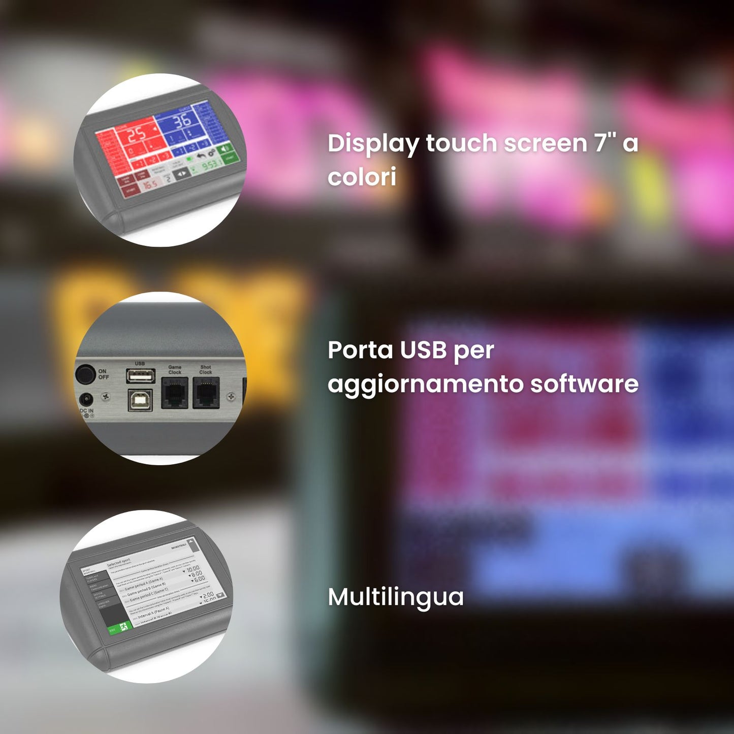 Console di Controllo Touchscreen Multisport per Tabelloni Segnapunti Elettronici