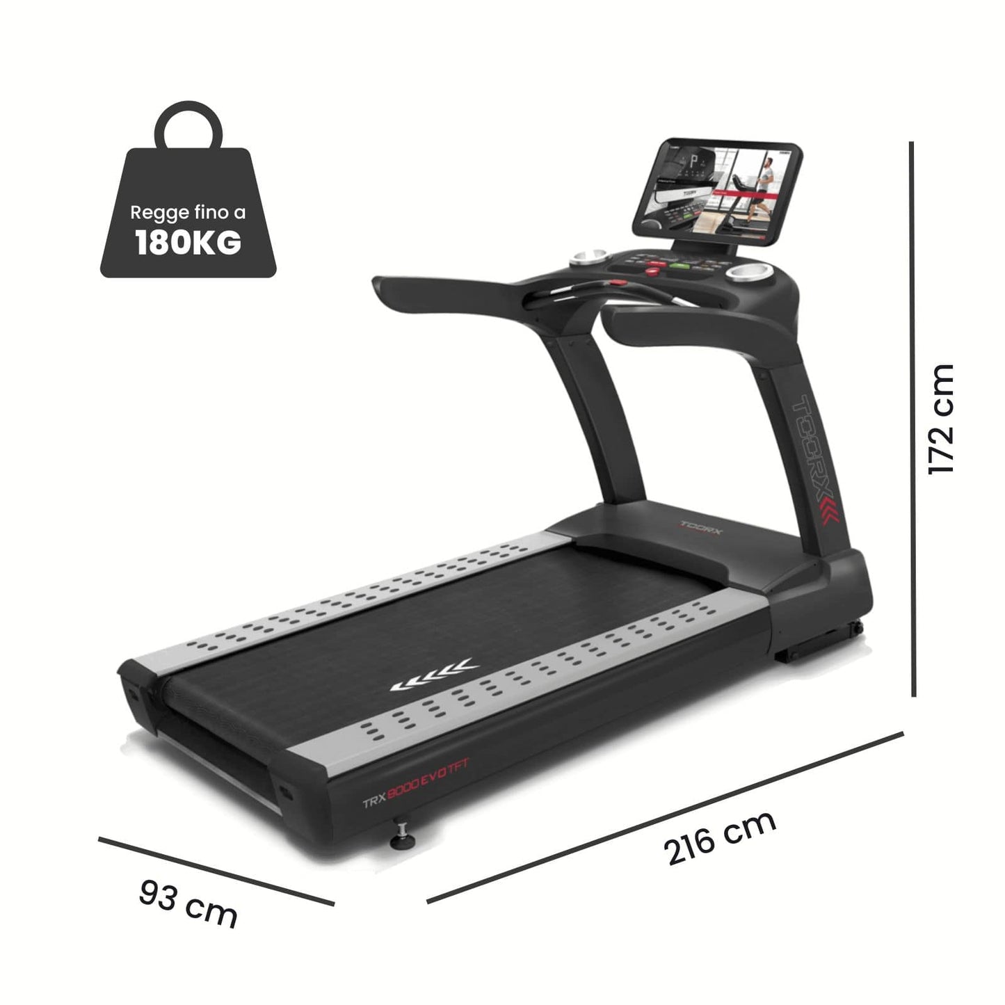 Tapis Roulant Toorx 9000EVOTFT per Uso Professionale con Display Touch Screen