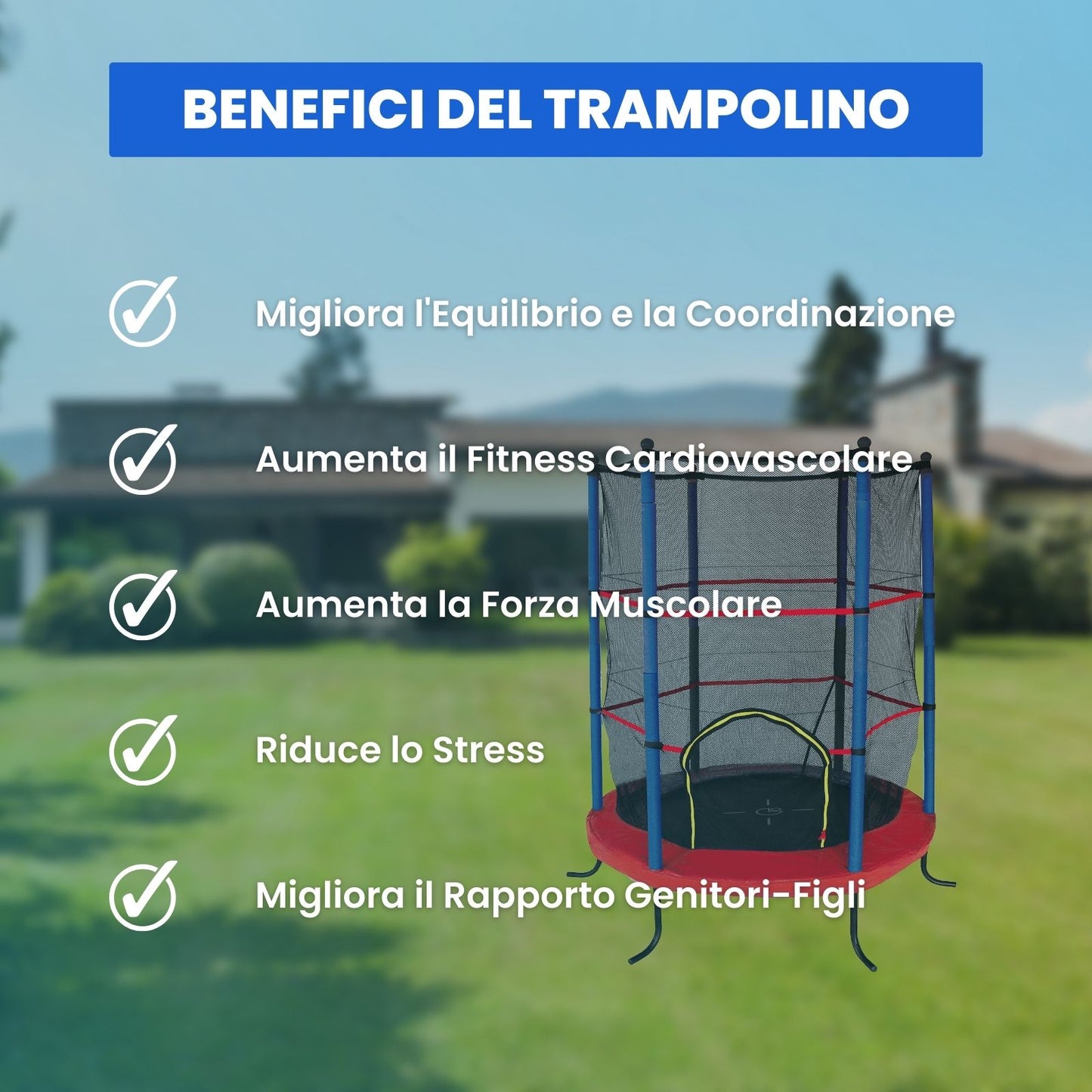 Trampolino per Bambini, Garlando "Combi XS", 1.40 mt