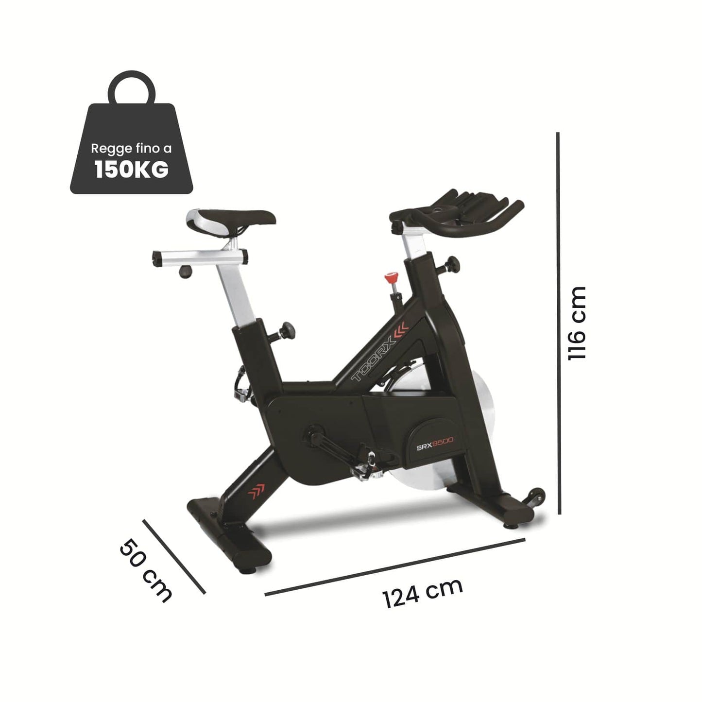 Indoor Bike Professionale SRX 9500 con Trasmissione a Cinghia con Scatto Fisso