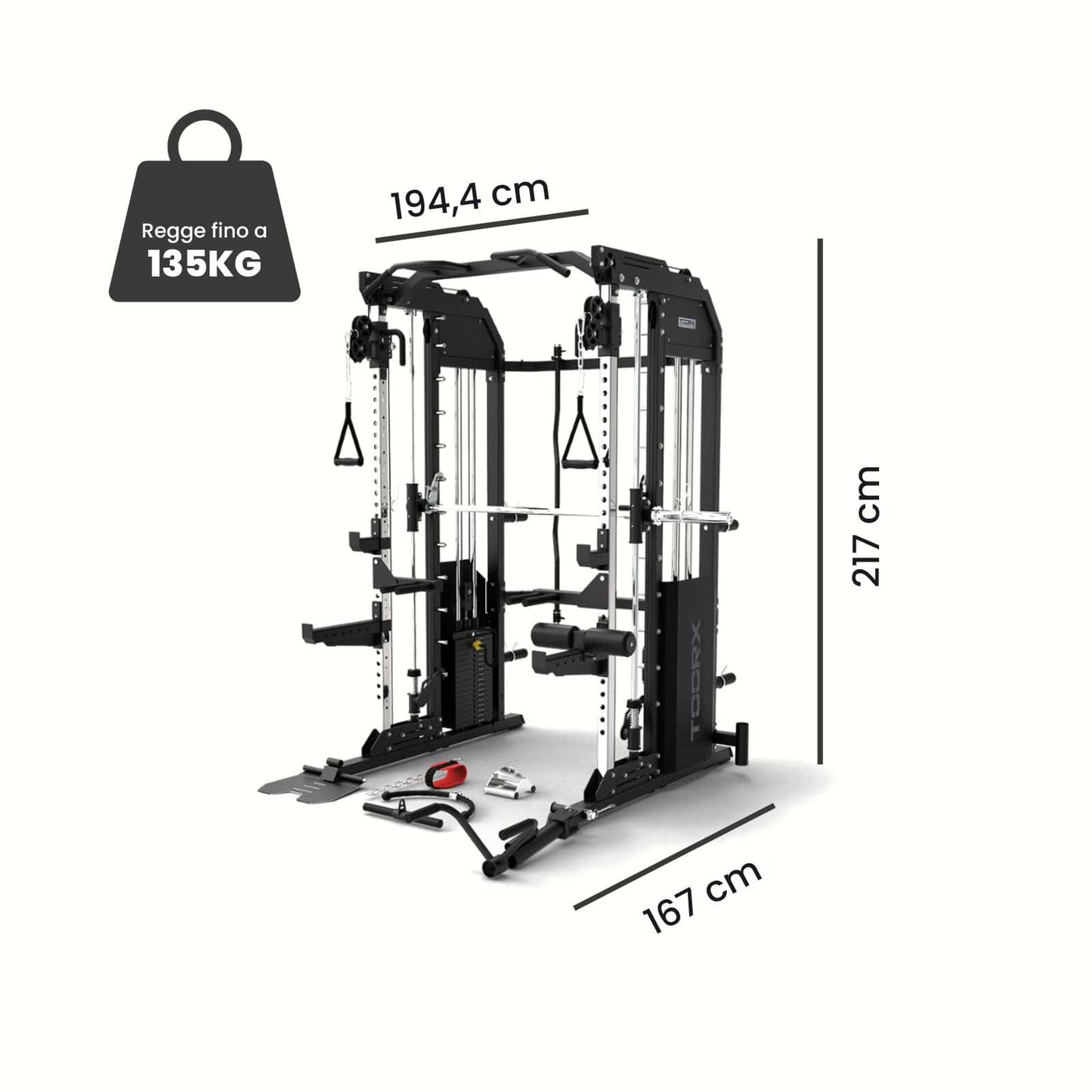 Stazione Multifunzionale All In One con Dual Pulley, Smith Machine, Rack
