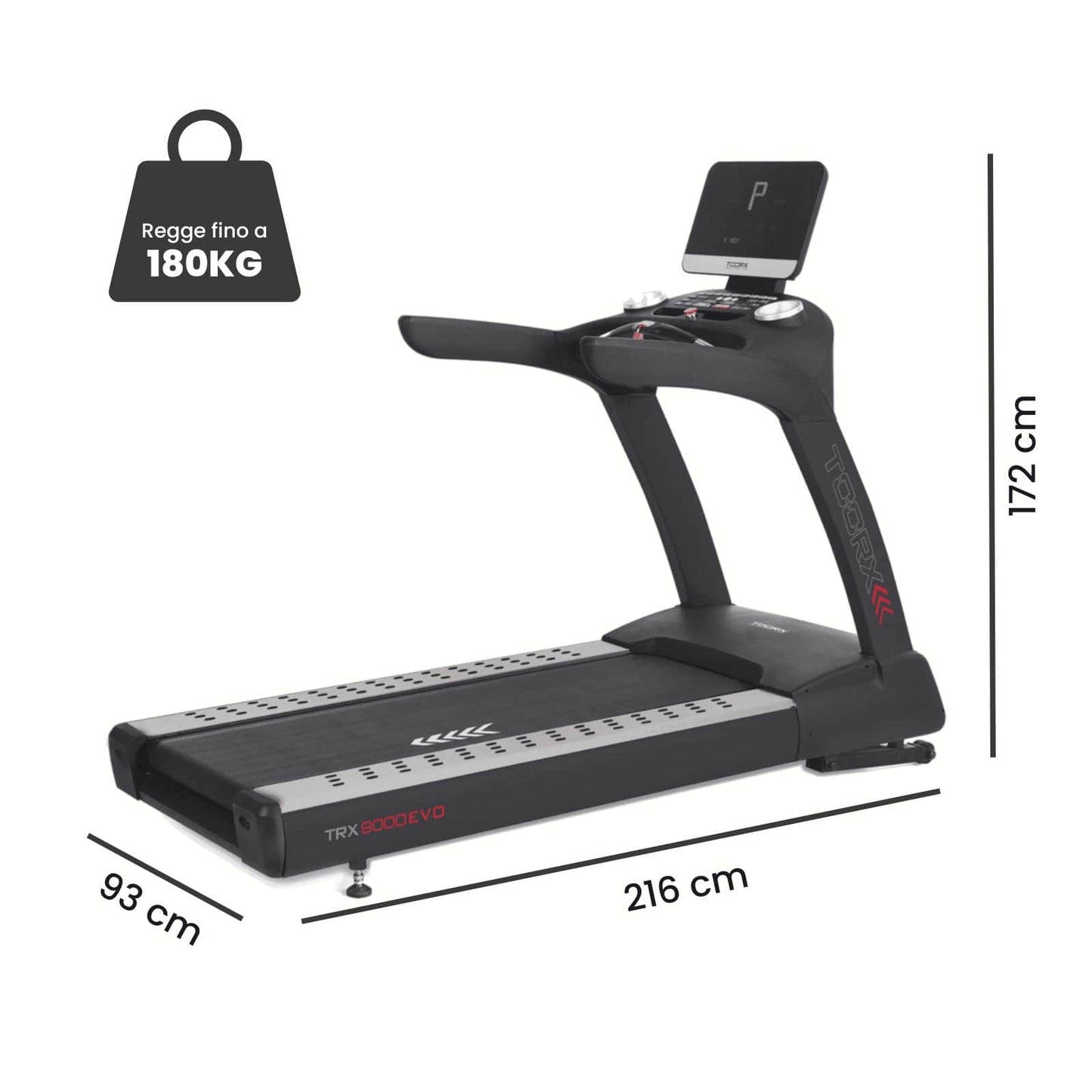 Tapis Roulant Toorx 9000EVO per Uso Professionale con Schermo LED
