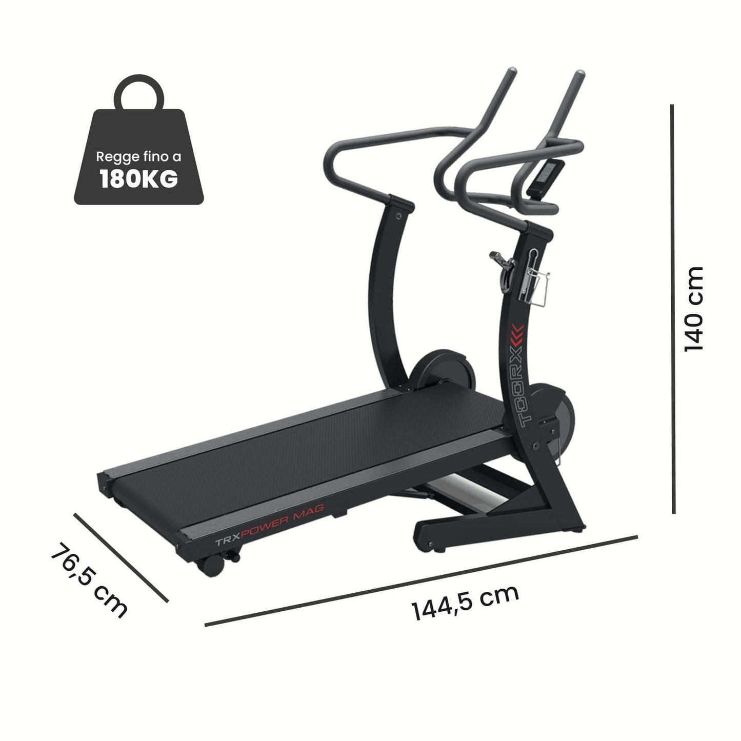Tapis Roulant Magnetico Power Mag per Uso Professionale con con Doppio Volano 20 Kg e Display LCD