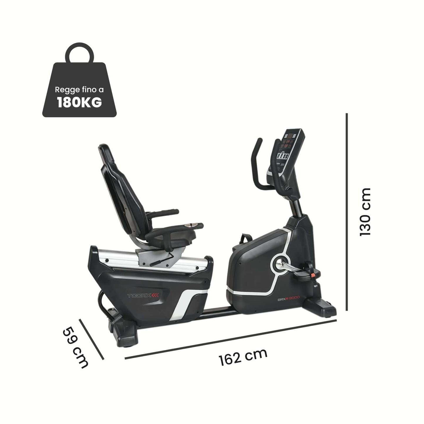 Bike Recumbent Toorx BRX R9000 con Ergometro Autoalimentato