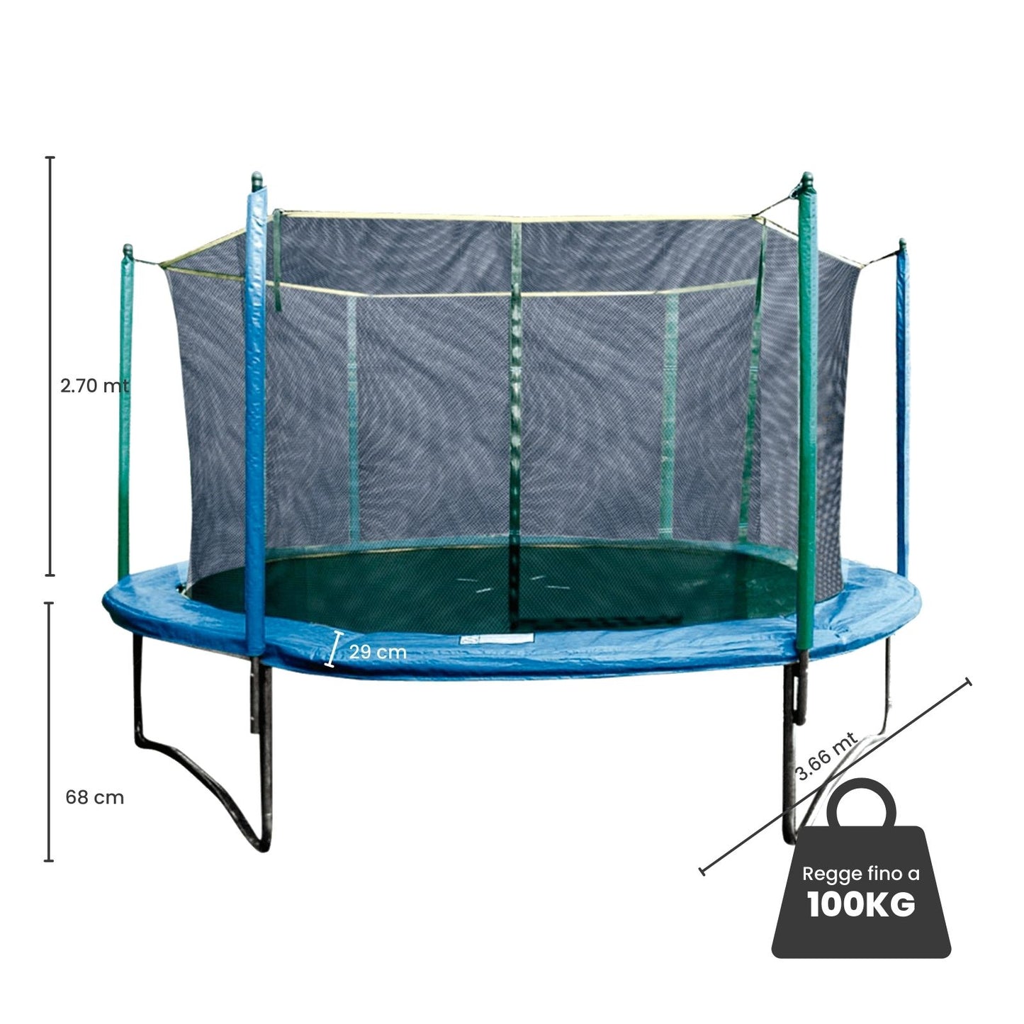 Trampolino per Esterni, Garlando "Combi XL", 3.66 mt