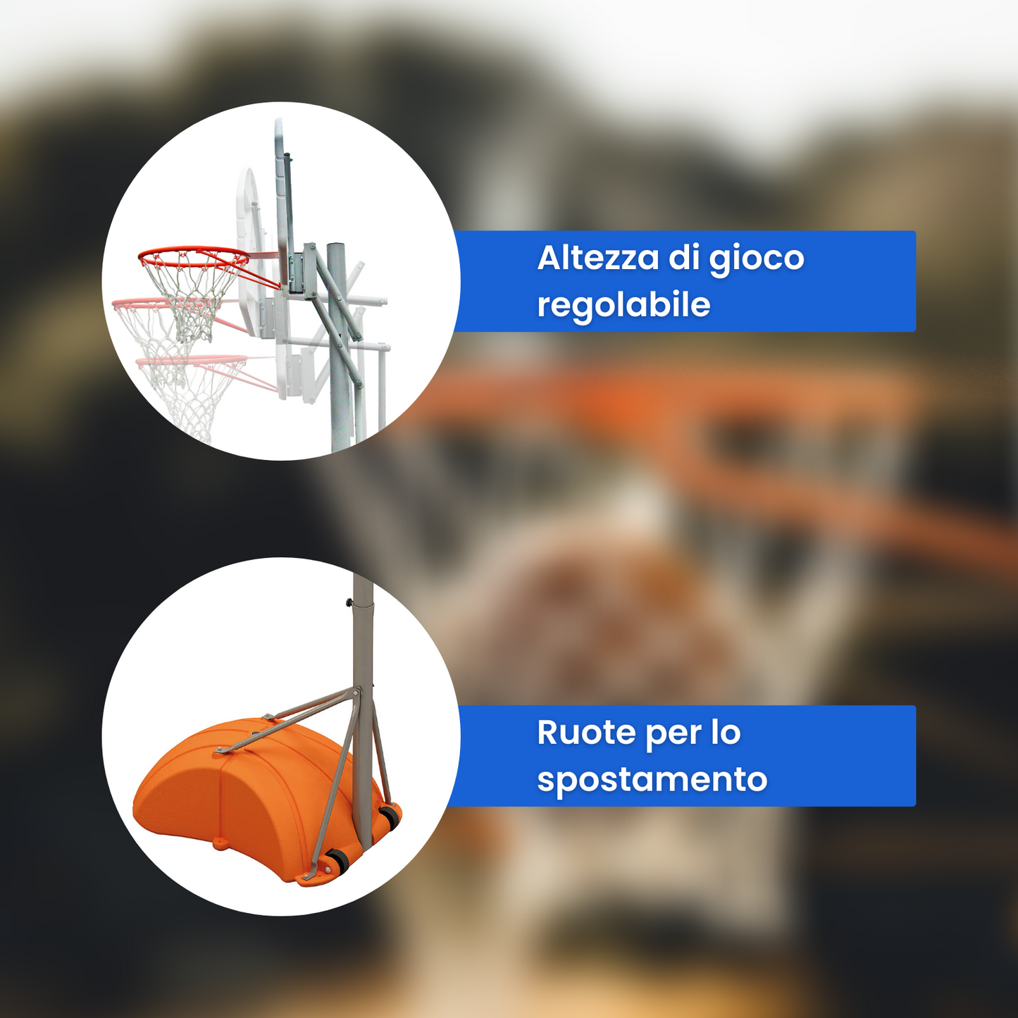 Set Basket Trasportabile con Regolazione Altezza di Gioco - Singolo