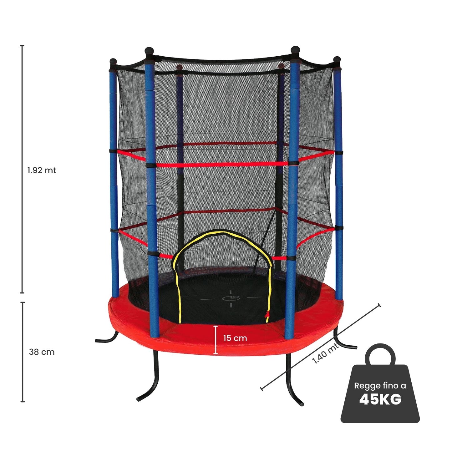 Trampolino per Bambini, Garlando "Combi XS", 1.40 mt