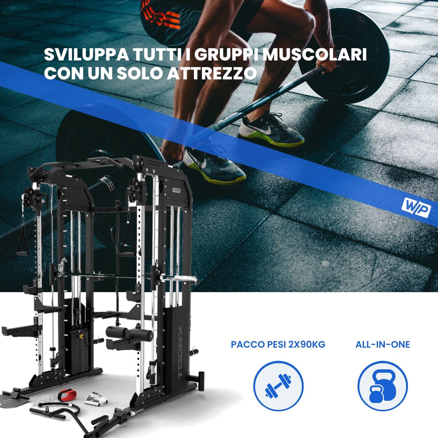 Stazione Multifunzionale All In One con Dual Pulley, Smith Machine, Rack